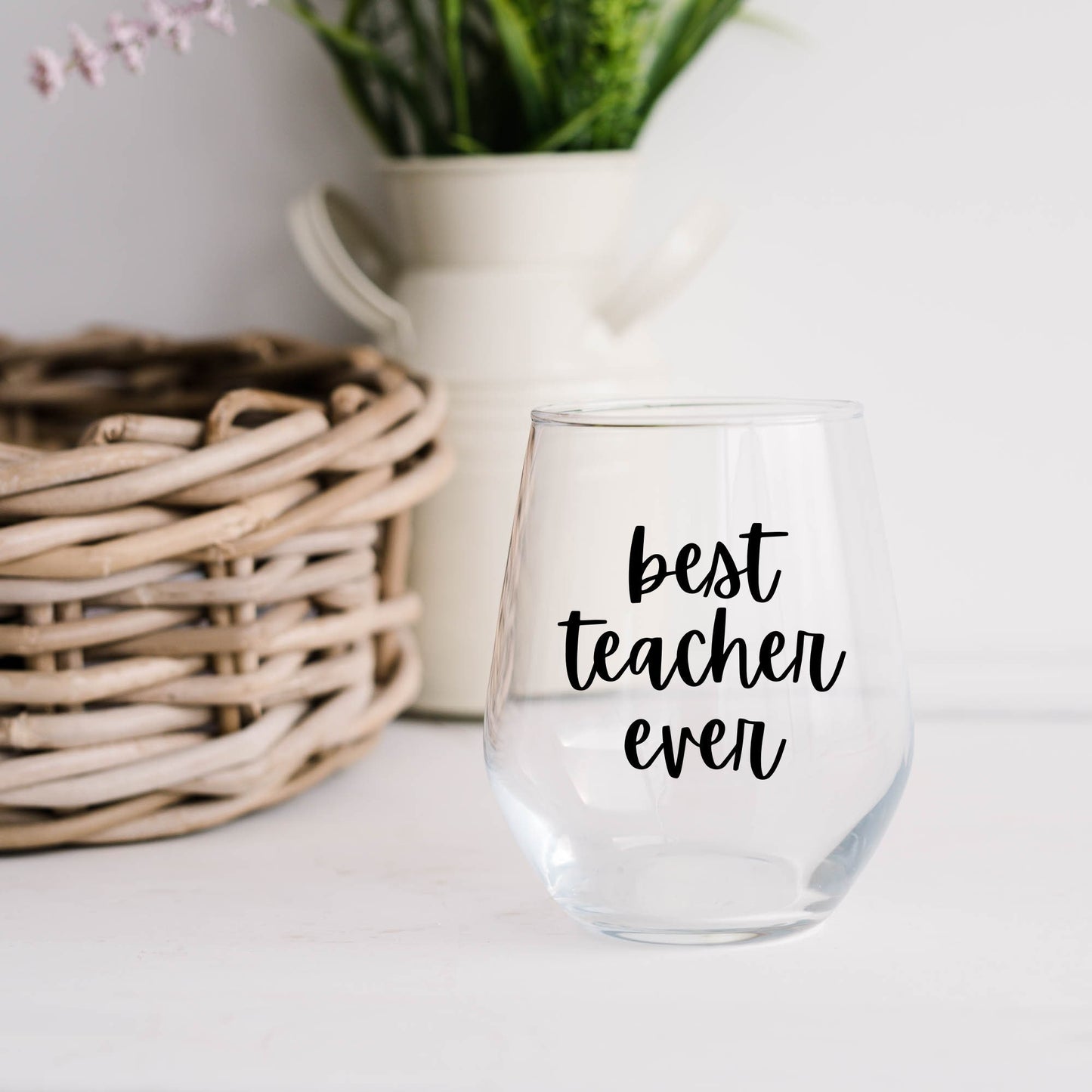 Best Teacher Ever Wine Glass