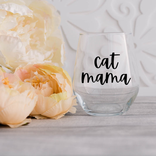 Cat Mama Wine Glass