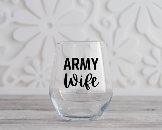 Army Wife Wine Glass