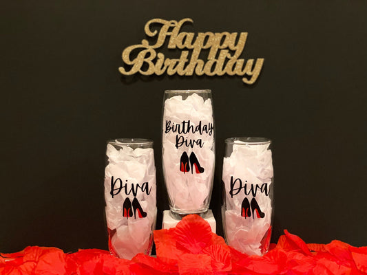 Birthday Diva Champagne Glasses